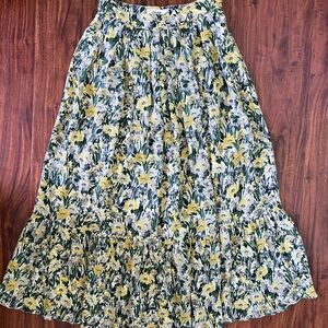Celine Floral Yellow and Green Maxi Skirt